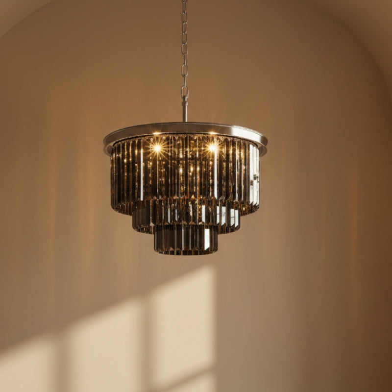 Aurevon Crystal Prism Metal Frame Modern Ceiling Chandelier for Home and Hotel