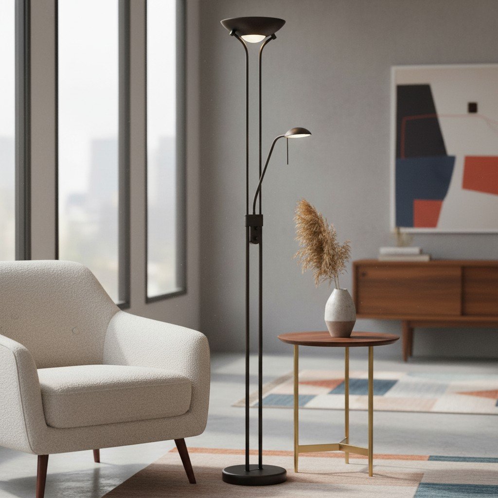Linexis Art Deco Metal & Opal Glass Floor Lamp – Dual-Light Design for Modern Interiors