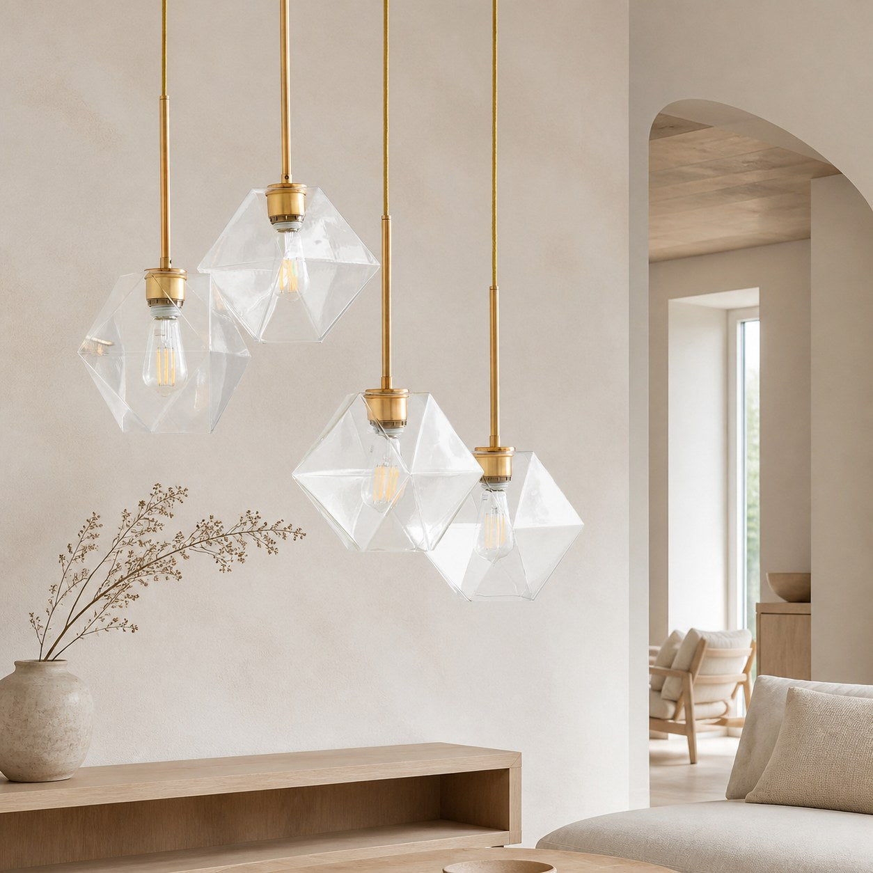 Talvior Luminous Geometric 7-Light Faceted Glass Chandelier