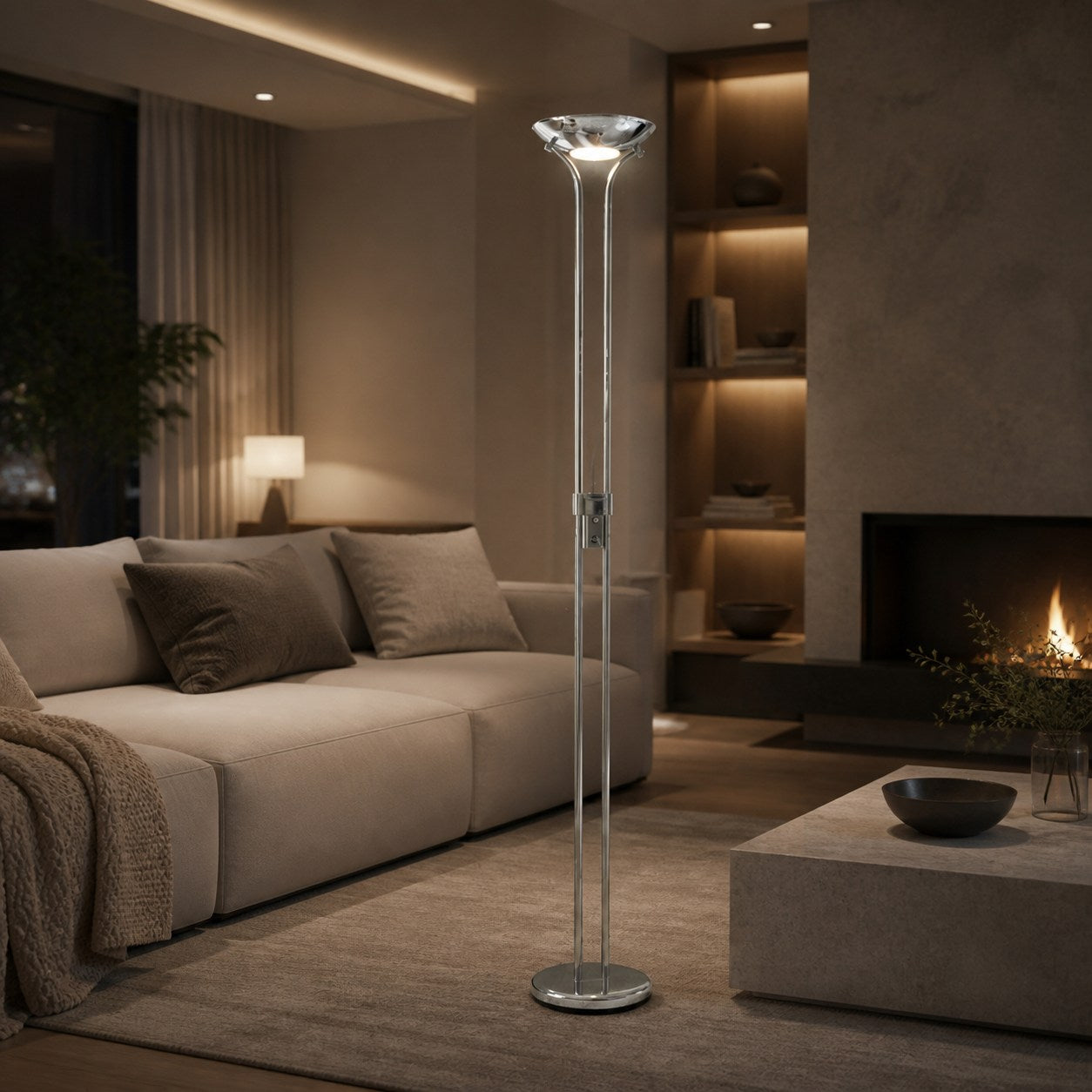 Linexis Art Deco Metal & Opal Glass Floor Lamp – Dual-Light Design for Modern Interiors