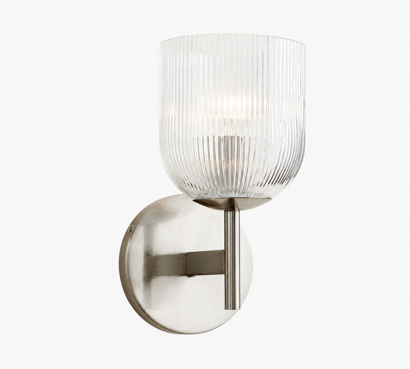 Bravira Ribbed Glass Sconce - Metal Wall Light with Clear Glass Shade