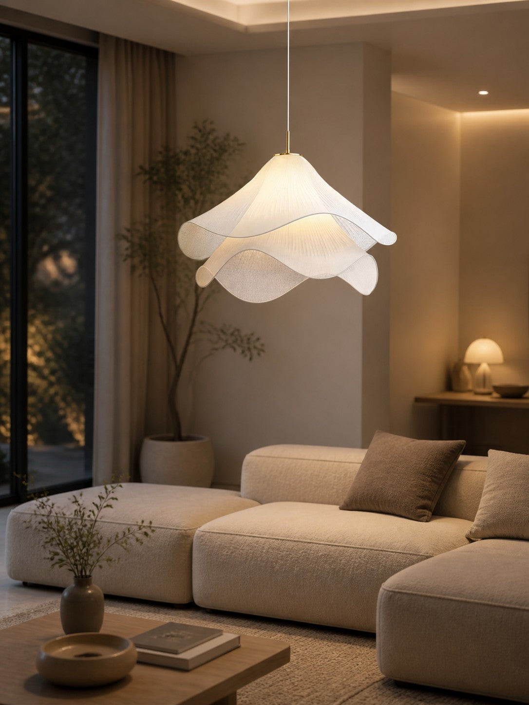 Ethereal Bloom French Floral Pleated Fabric Pendant Light