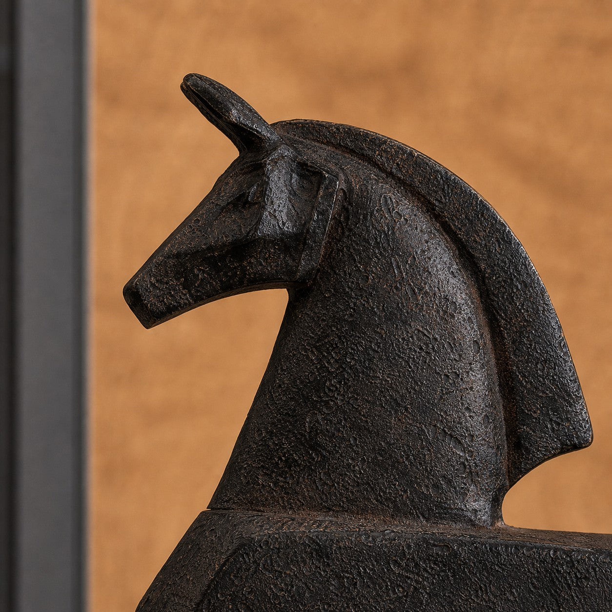 Equora vintage horse and bull resin sculpture detail