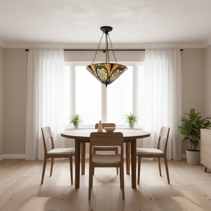 TF Hector Ceiling Light – Handcrafted Stained Glass Design Semi‑Flush or Pendant Fixture for Home