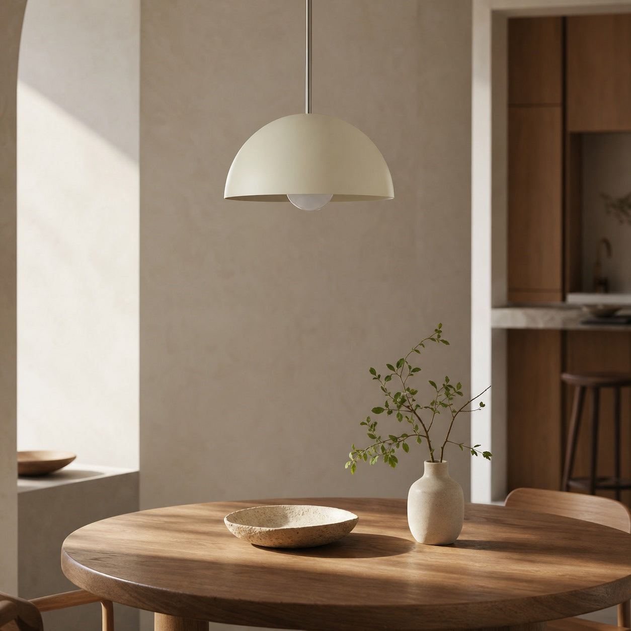 Metio Dome Neutral Dome Pendant - Modern Metal Accent Lighting