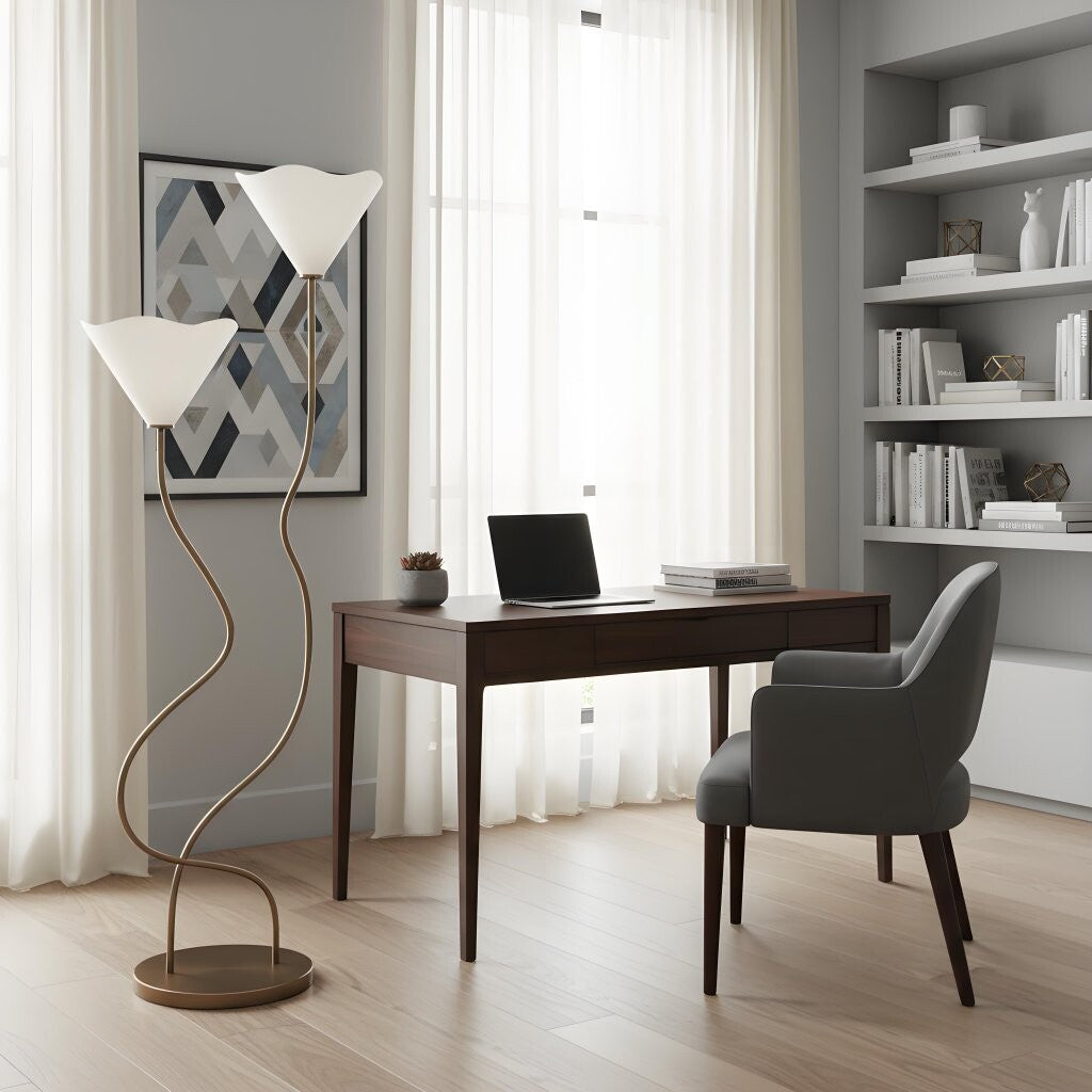 Kysara Floor Lamp - Dual-Stem Floral Design for Living Room
