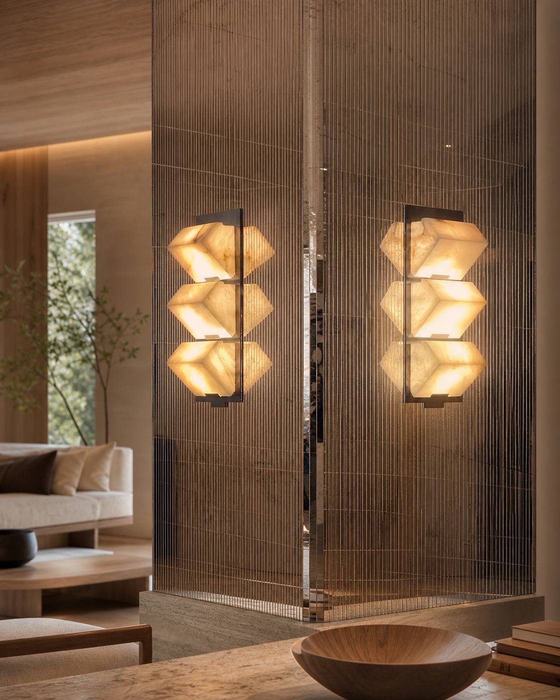 Modern Alabaster Wall Lamp – Minimalist Staircase Sconce for Hallway Corridor Lighting