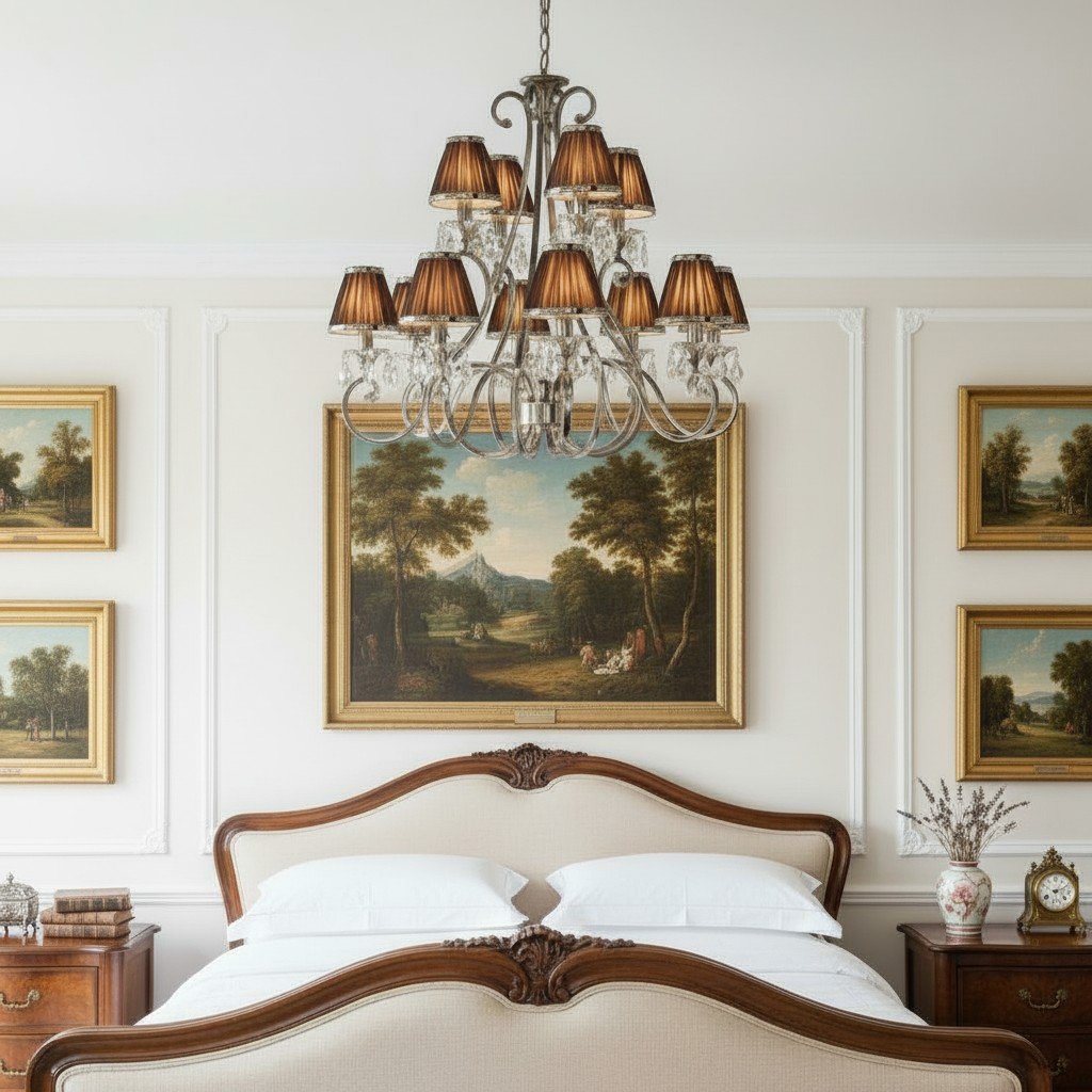 Talonis Multi-light Fabric Chandelier - Elegant Metal Curved Arms for Dining and Living