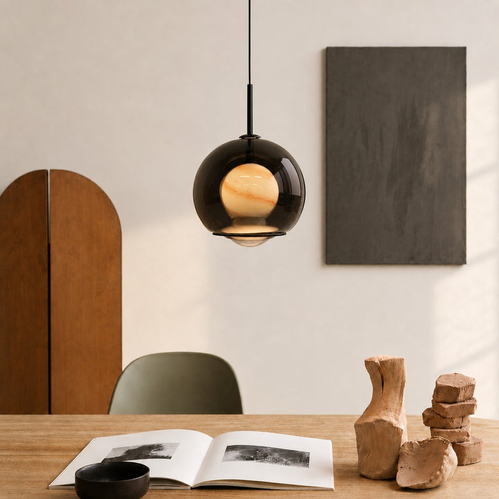 Luma Smoky Glass Globe Modern Pendant Light for Dining Room