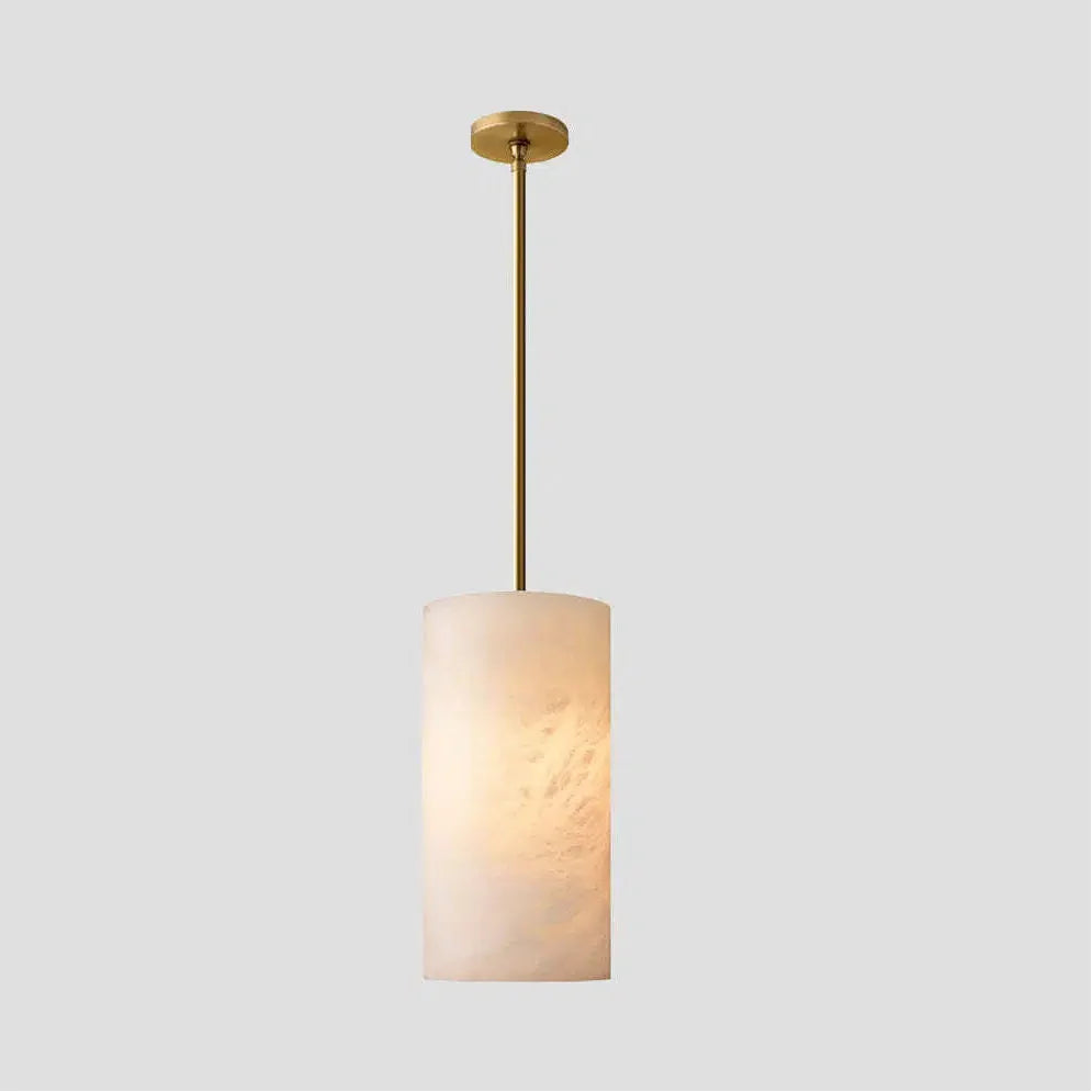 Hand Carved Alabaster Cylinder Pendant Light