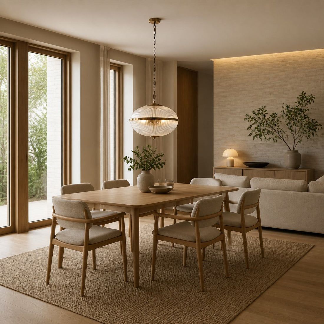 Luntra Contemporary Multi-Light Pendant with Textured Glass for Bedrooms and Hallways