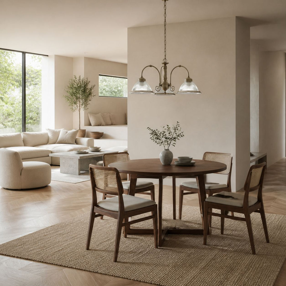 TF Vintora Ribbed Glass Pendant Light – Elegant Metal Trim for Kitchens, Dining Areas and Hallways