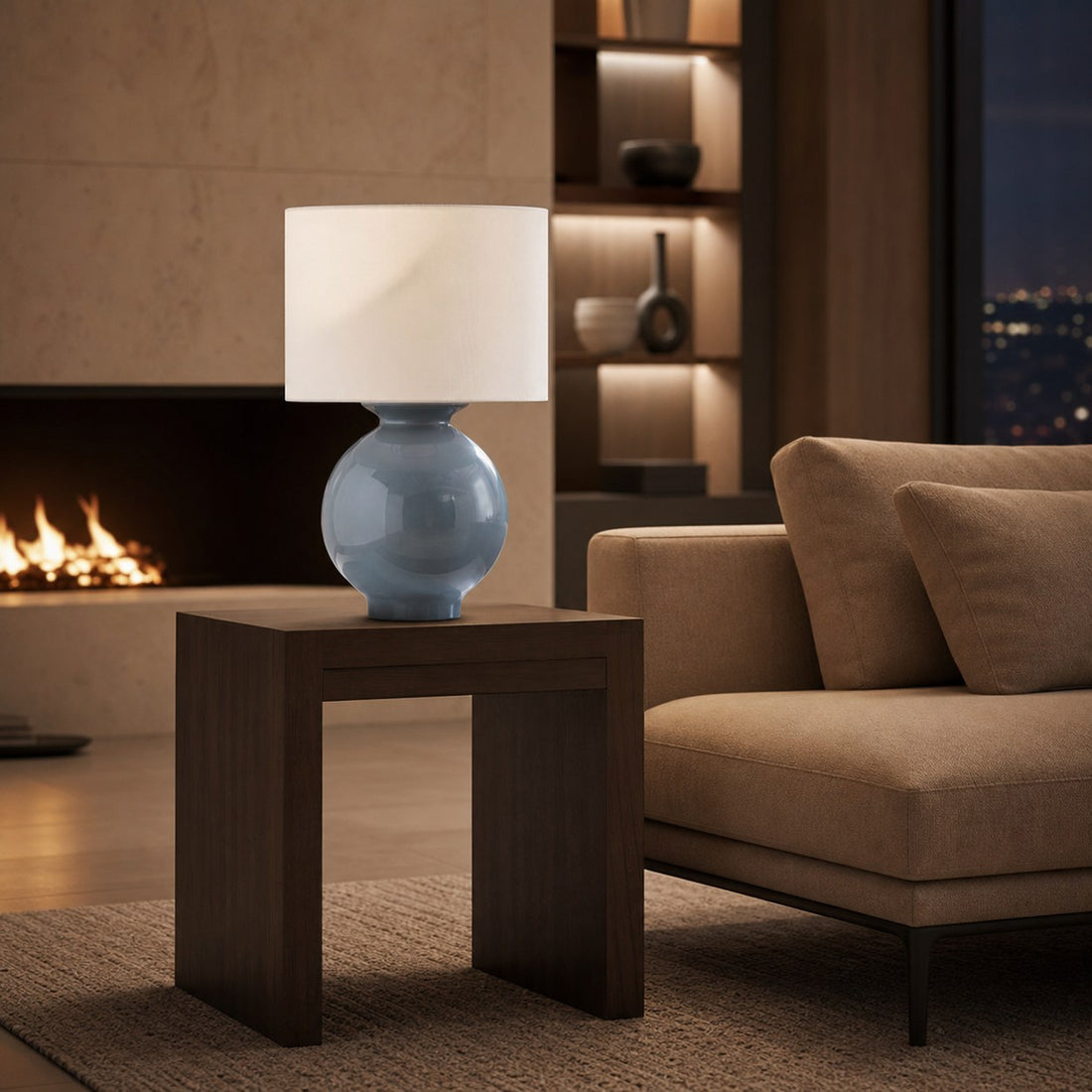 Noria Modern Accent Lamp - Globe Ceramic for Bedroom and Study