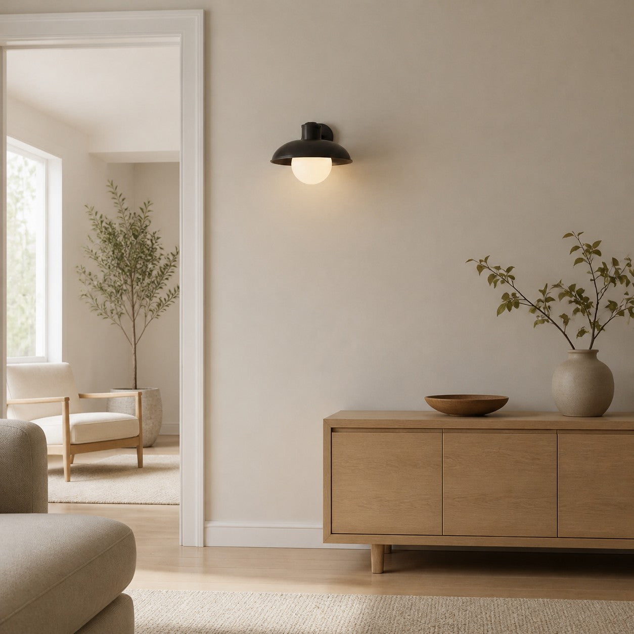 Cordax Industrial Modern Wall Lamp – Soft Opal Glass Glow for Hallway or Bedroom