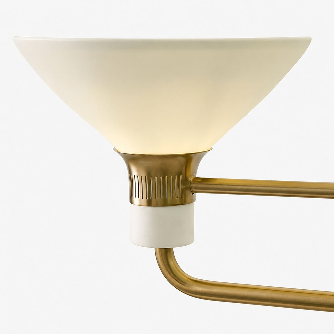 Calvor Linear 2 Light Chandelier - Porcelain Shades and Bronze Finish