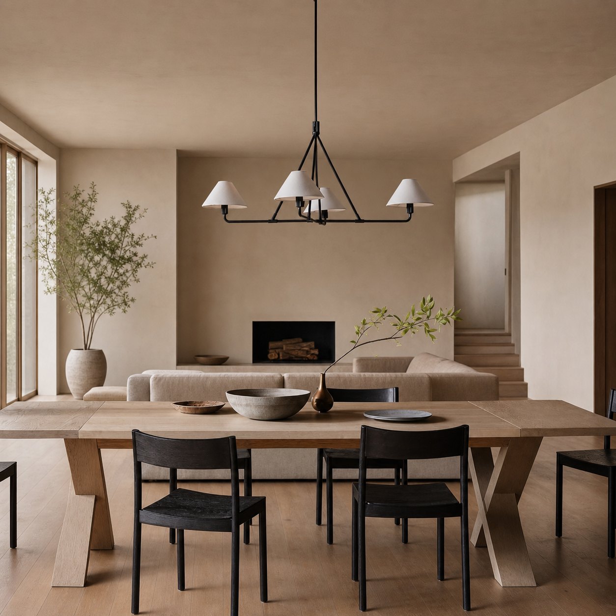 Diora Pendant Light -  Modern Metal Fixture with Linen Shades