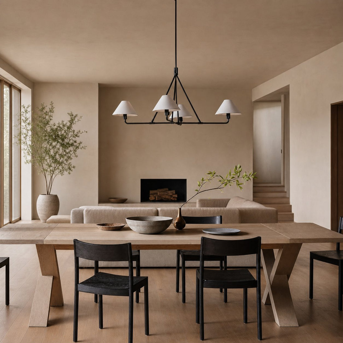 Diora Pendant Light -  Modern Metal Fixture with Linen Shades
