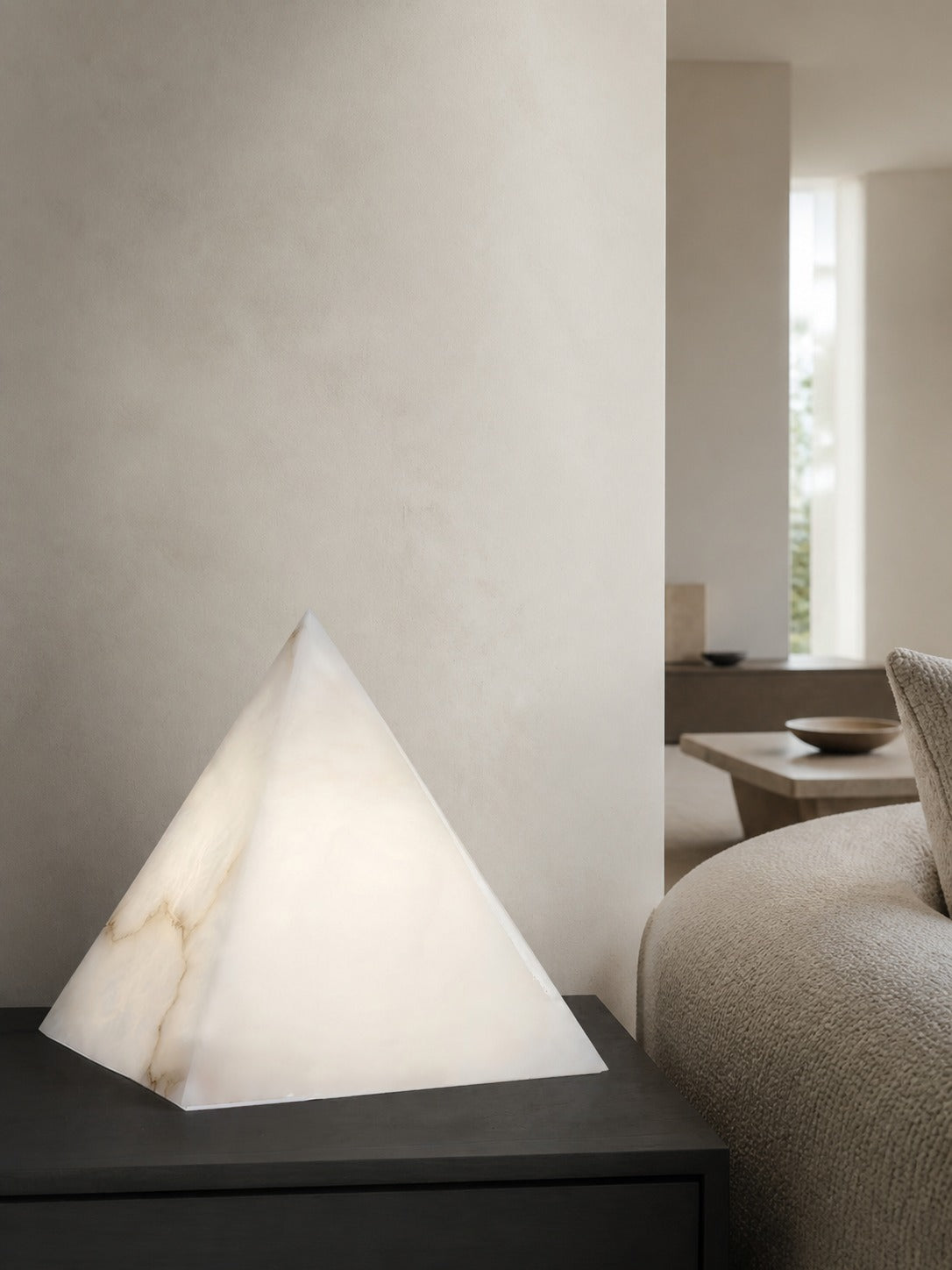 Alabaster Pyramid Table Lamp