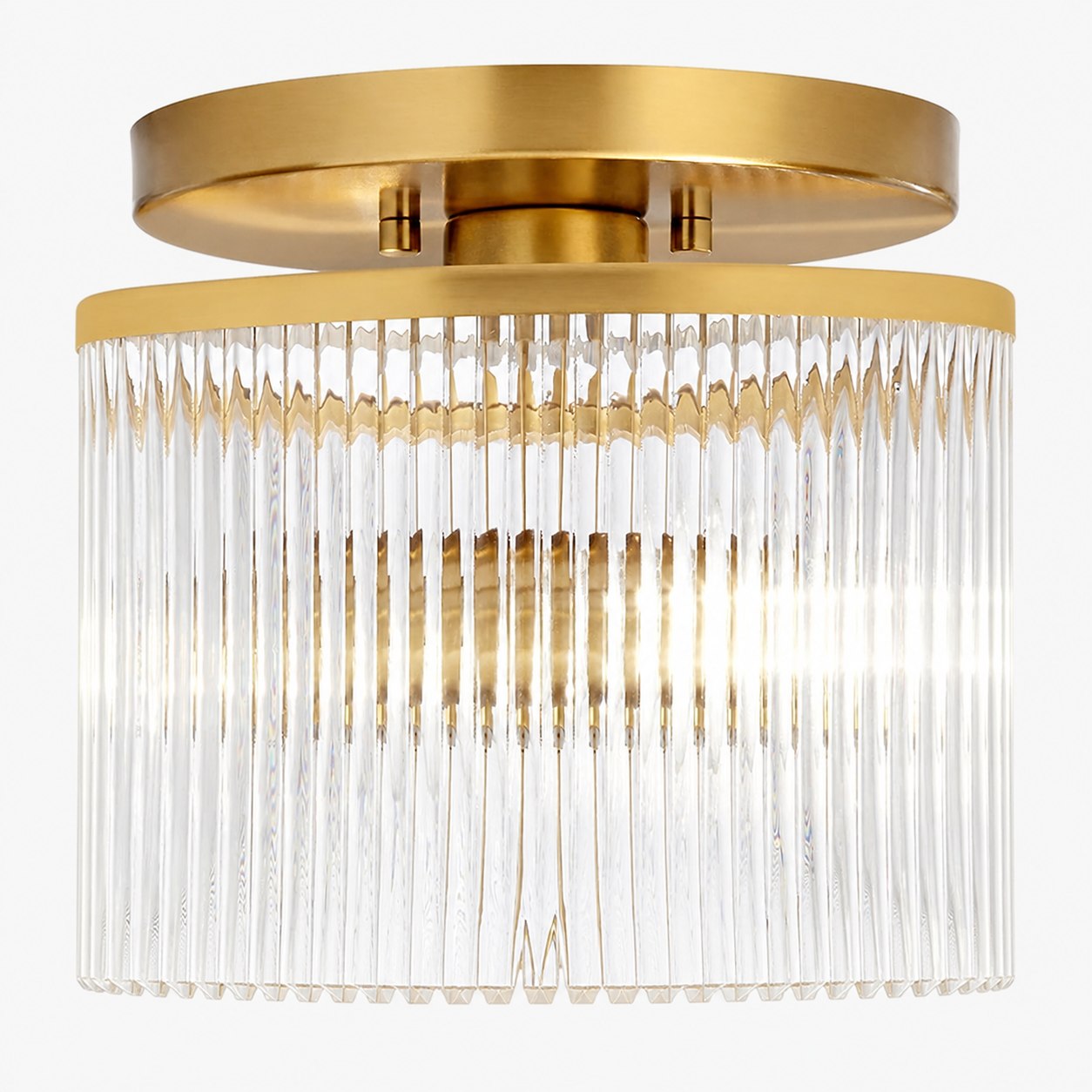 Rilona Striped Glass Drum Ceiling Fixture — Classic Semi-Flush Light for Bedroom or Office U13
