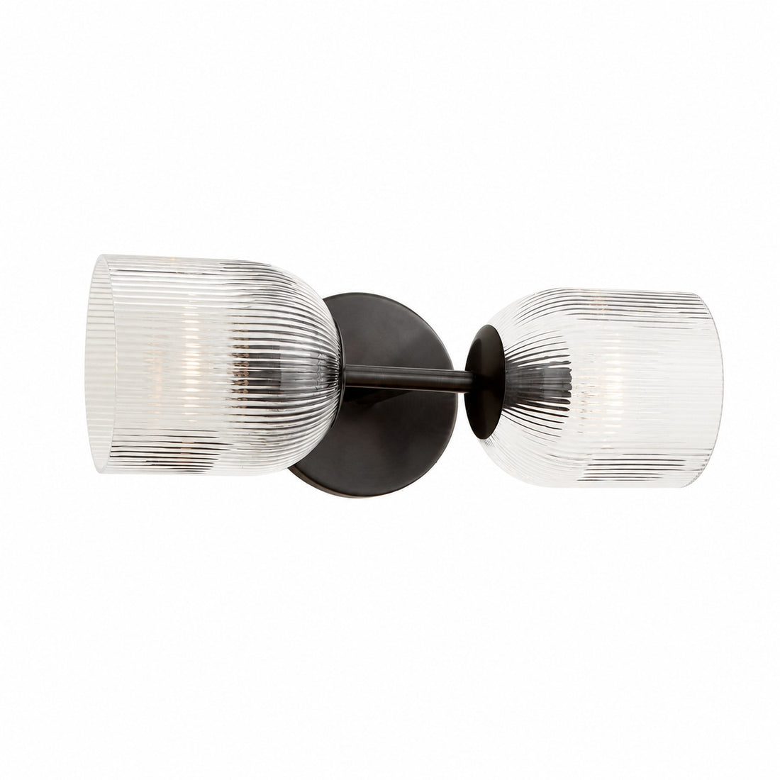 Bravira Ribbed Glass Sconce - Metal Wall Light with Clear Glass Shade