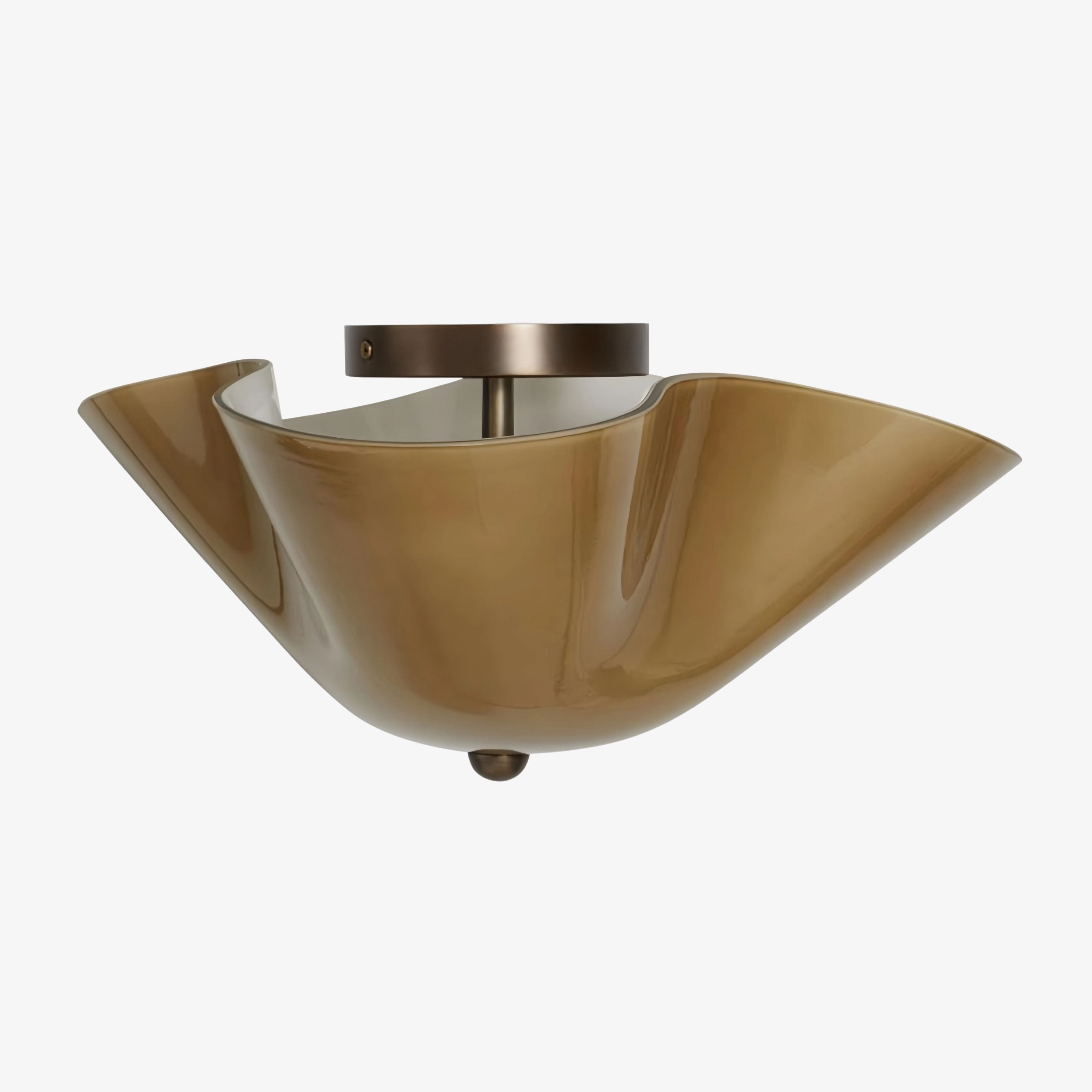 Bellina Glass Flush Mount Ceiling Light - Brass Accent Modern Fixture