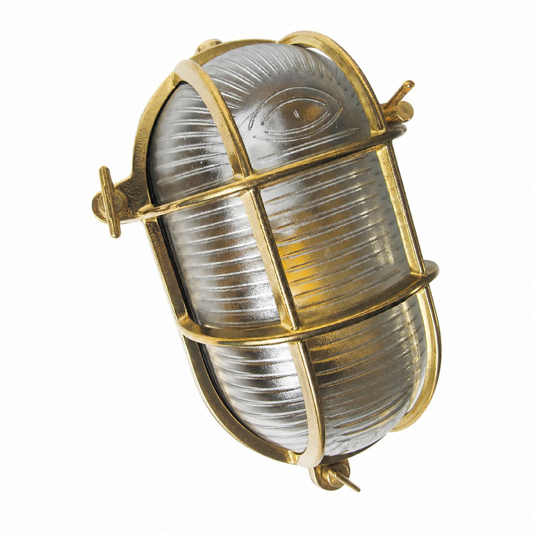 Ivoran Bulkhead Wall Sconce - Brass Caged Glass Vintage Industrial Light for Outdoor and Bathroom