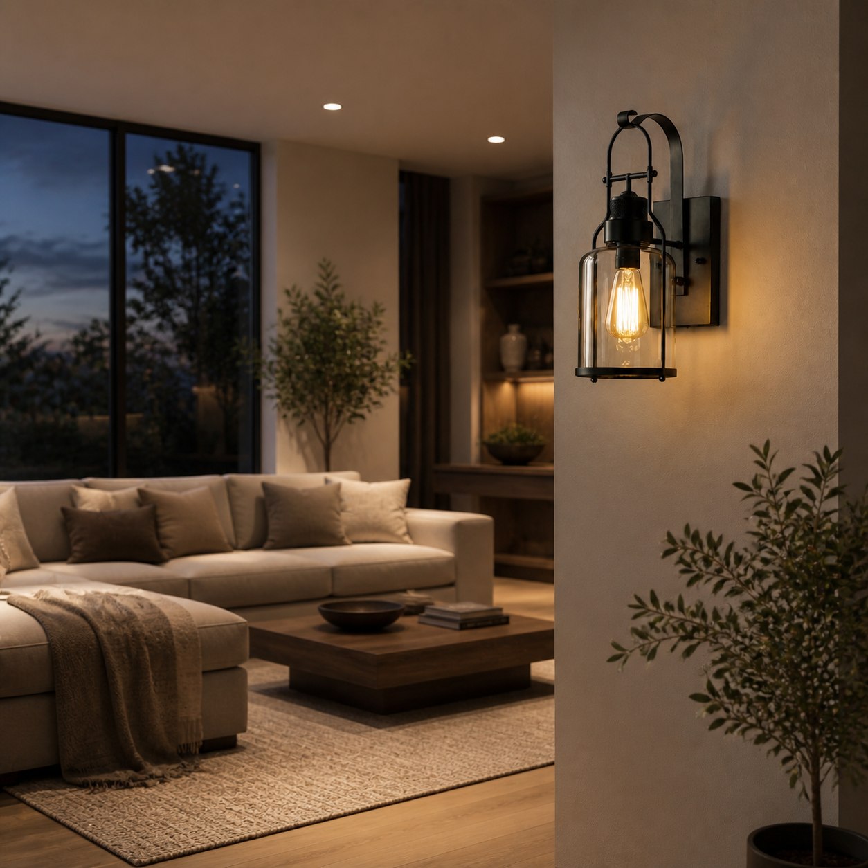Ivoran Industrial Cylinder Wall Sconce - Glass Shade Design, Modern Wall Lighting U12