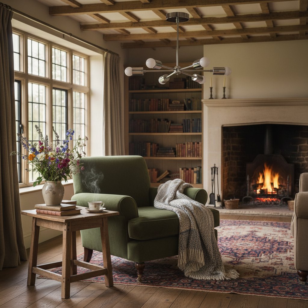 Lumen Radial-Arm Geometric Lamp – Modern Ceiling Lighting for Foyer or Office