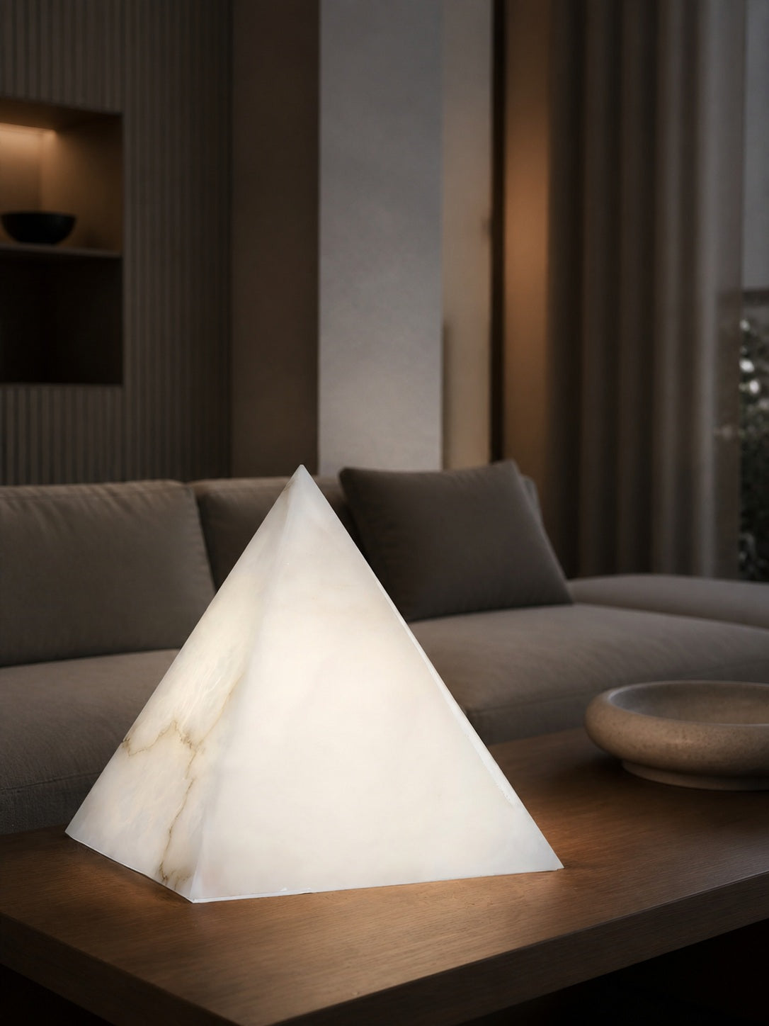 Alabaster Pyramid Table Lamp