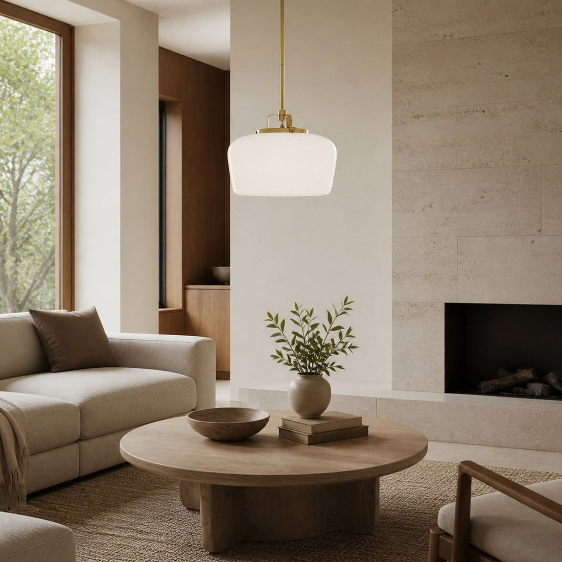 Lirra Opal Glass Pendant Light - Modern Adjustable Metal Drop for Kitchen and Dining