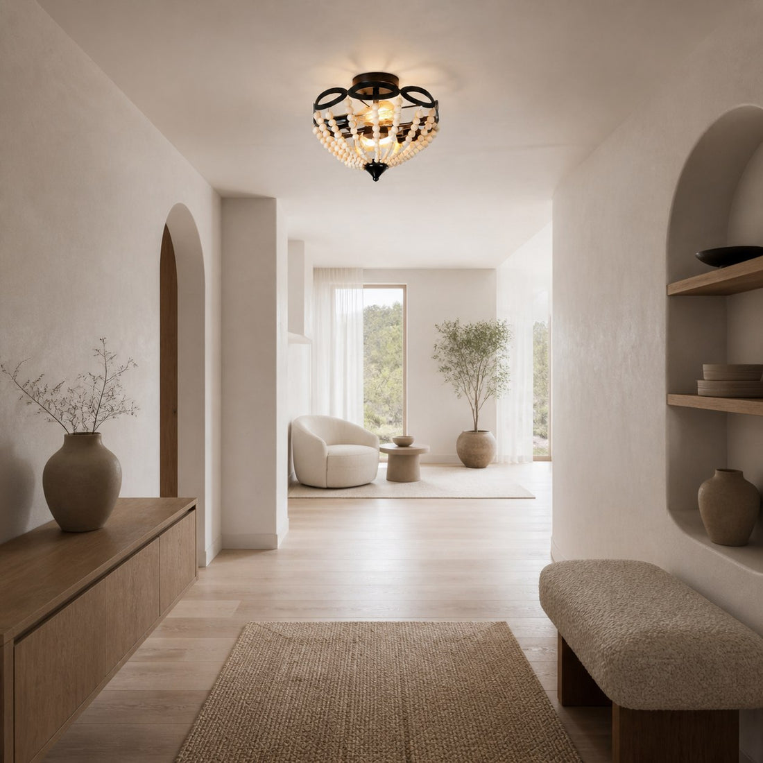 Rustibea Beaded Dome Ceiling Light – Vintage Country for Kitchen