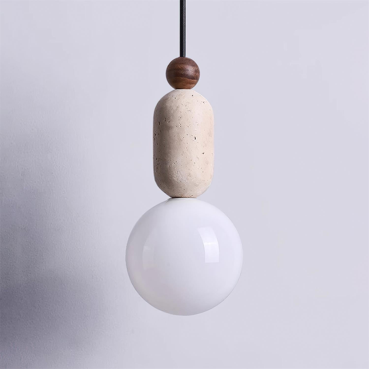 Wabi Sabi Travertine Glass Ball Pendant Light