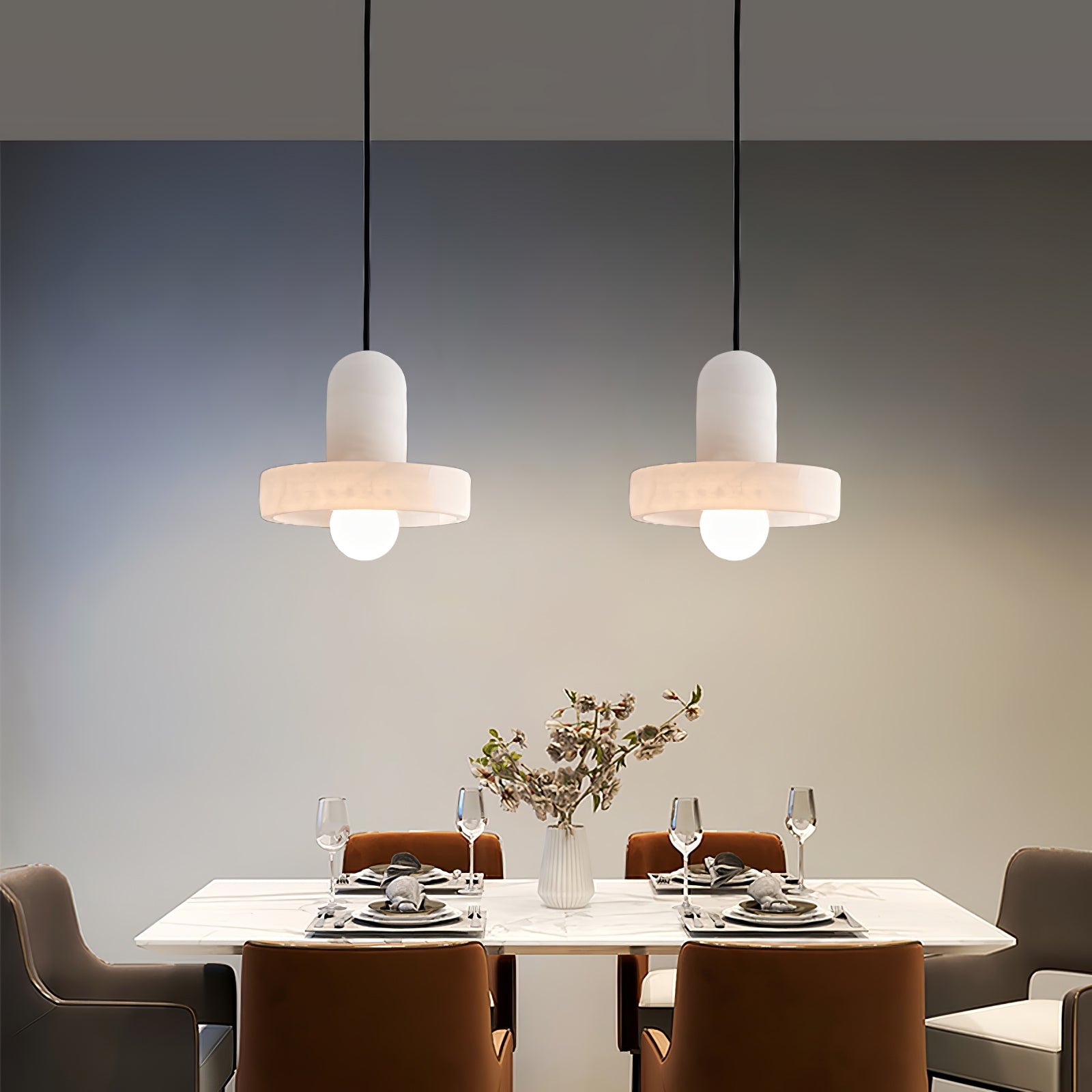 Elegant Creative White Alabaster Pendant Light