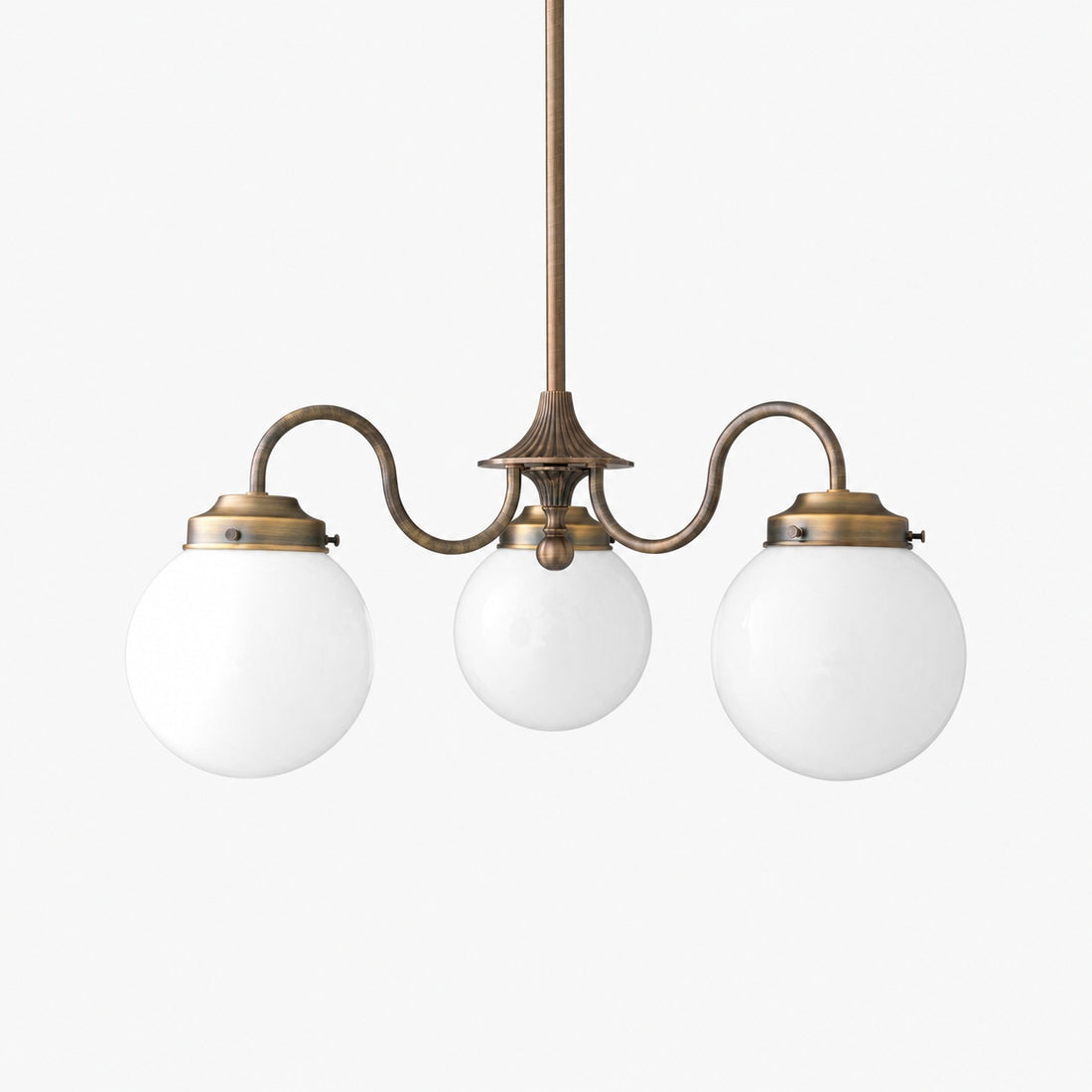 Glorica Glass Vintage Globe Chandelier - Brass 3-Light Frosted Glass Hanging Fixture