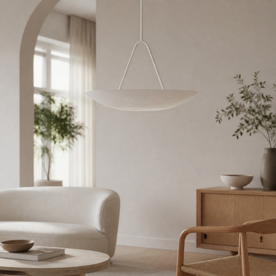Plara Minimalist Dome Style Hanging Light with Fefined Lines for Home or Commercial Use