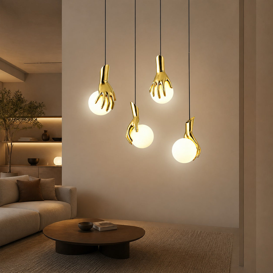 Hand Holding Globe Pendant Light