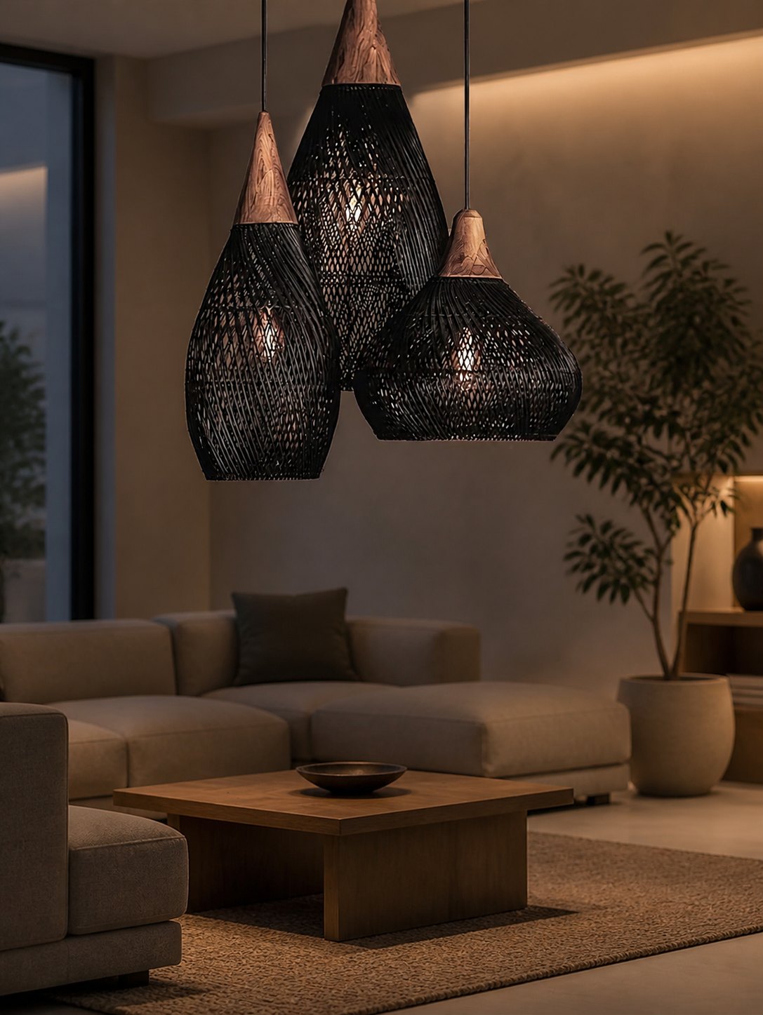 Harp Braided Rattan Pendant Lamp