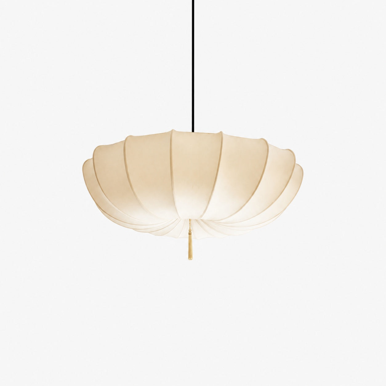 Traditional Japanese Round Iron Frame Fabric Shade 3/5 Light Chandelier For Living Room