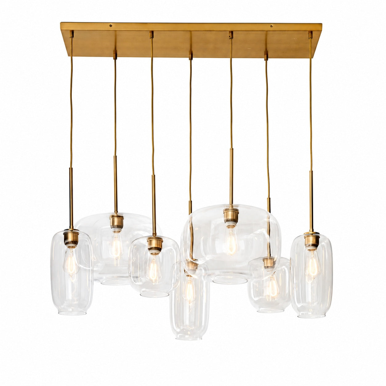 Lumivelle Sculptural 7-Light Chandelier – Adjustable Height Modern Glass Pendant