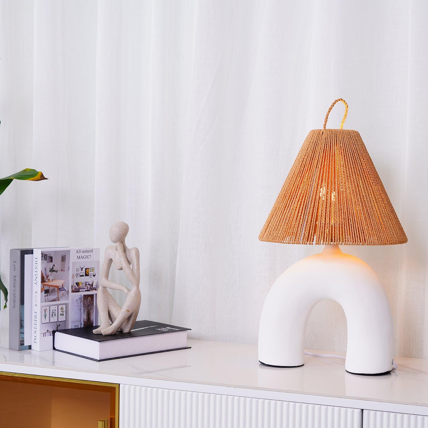 Arch - Shaped Straw Hat Table Lamp