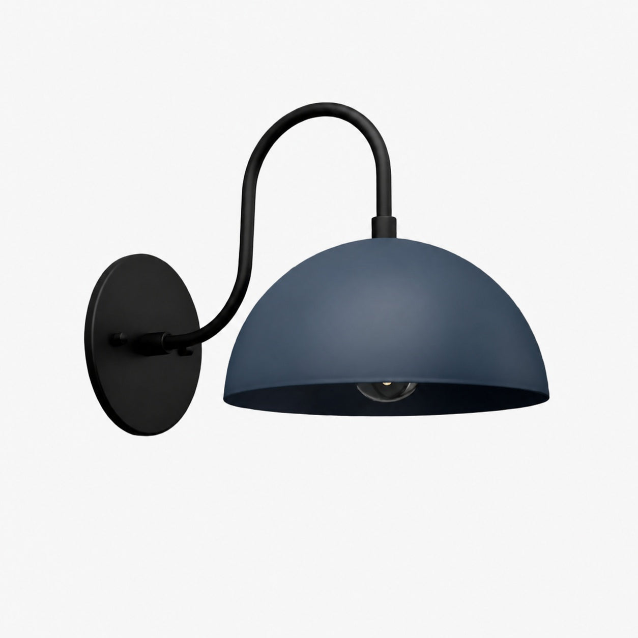 Curva Metal  Industrial Wall Sconce - Curved Brass Arm - Hammered Dome Light Fixture