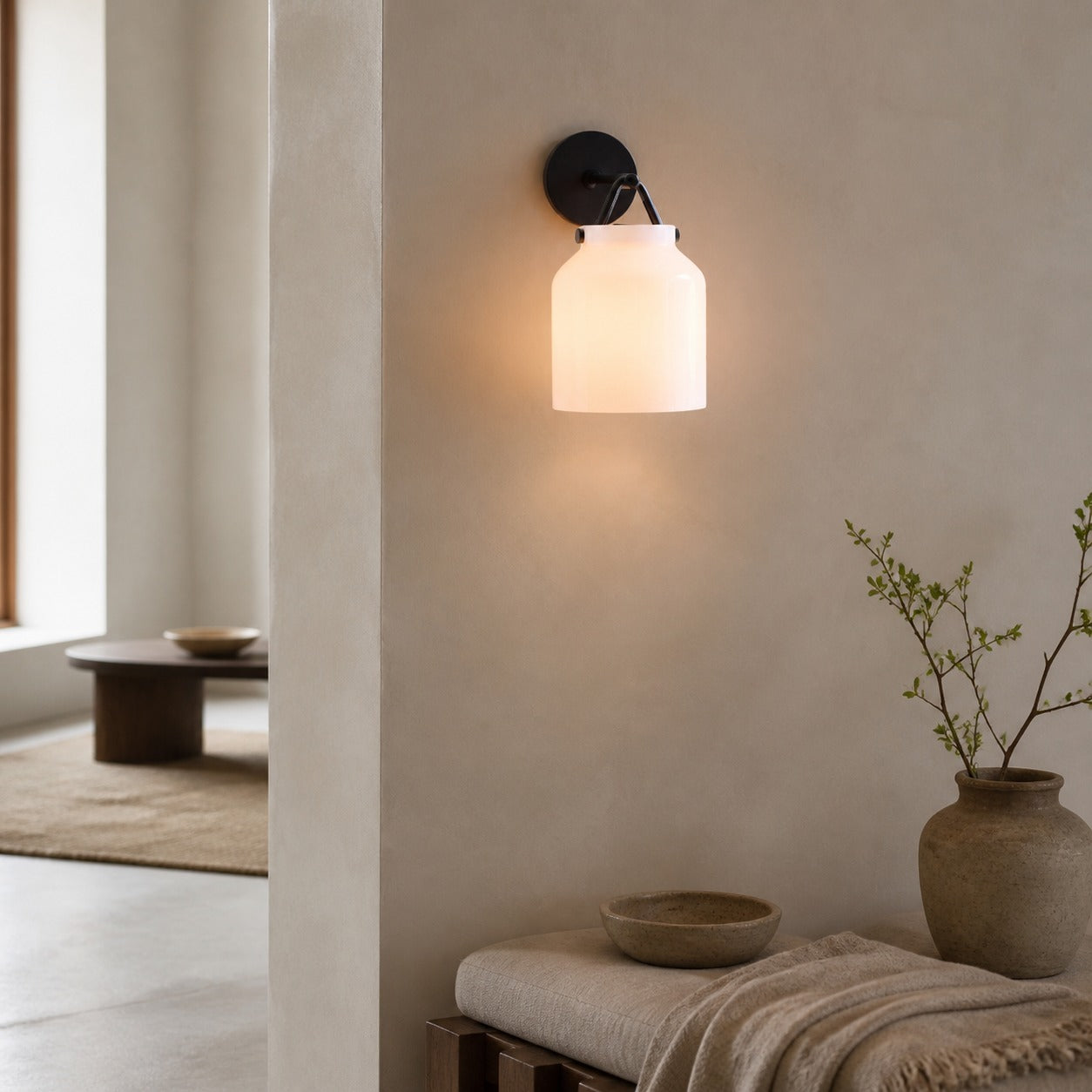 Hanton Modern Minimalist Brass and Glass Sconce – Damp Rated for Bathrooms