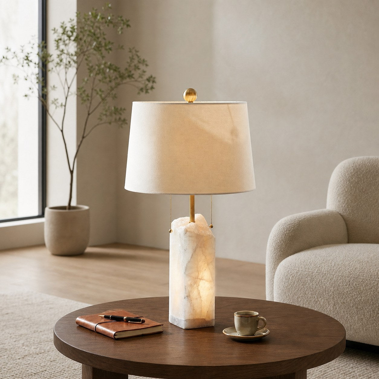 Raw Alabaster Table Lamp