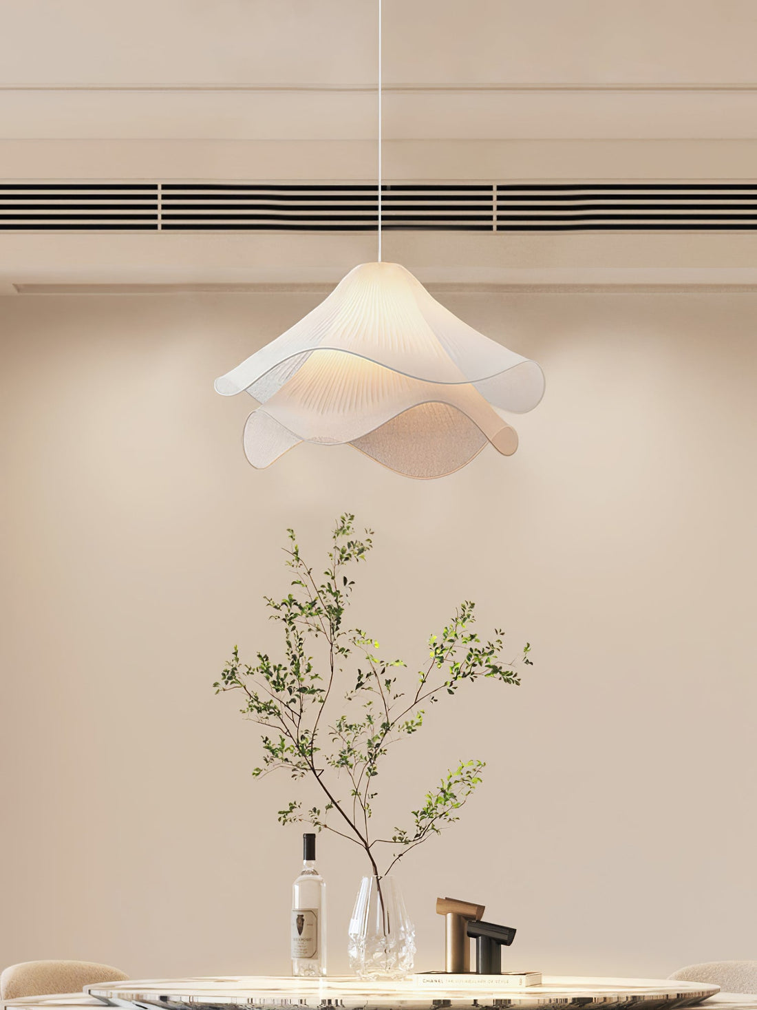 Ethereal Bloom French Floral Pleated Fabric Pendant Light