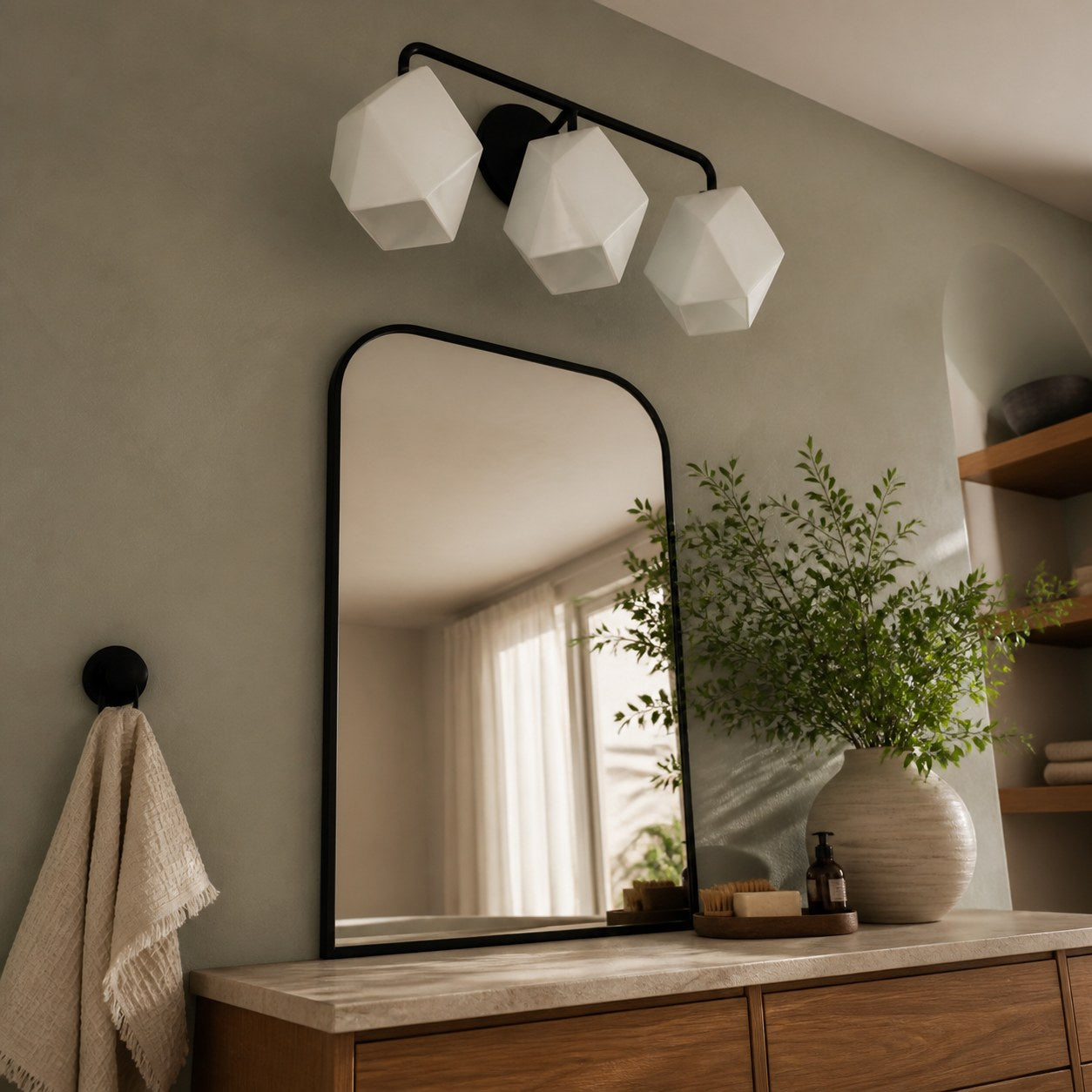 Talvior Geometric Modern Bathroom Sconce - Faceted Shade Light in Luxe Finishes