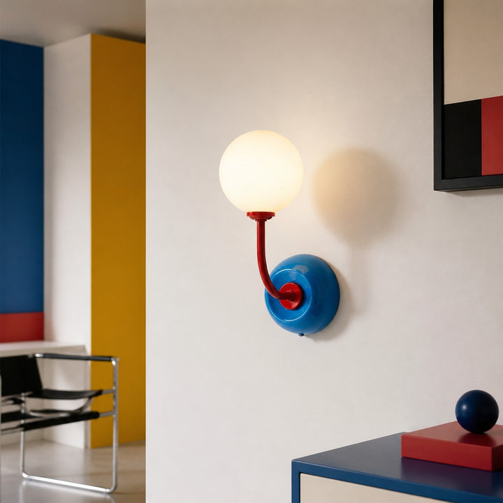 Luma Blue wall sconce in a graphic modern room