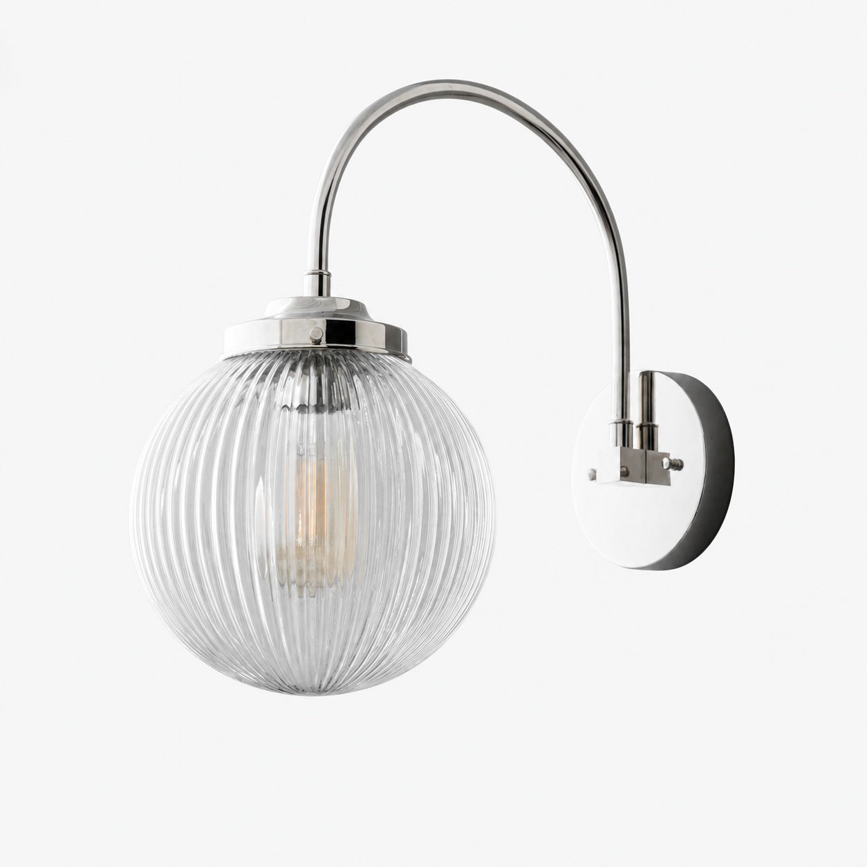 Glorica Glass Aged Brass Wall Sconce - Ribbed Glass Shade Industrial Style Lighting