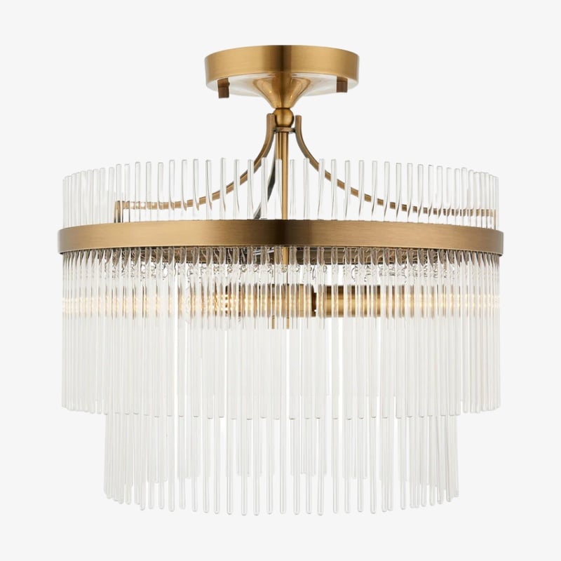 RibGlow Antique Brass 3-Light Ceiling Light with Clear Glass - Hallway or Bedroom