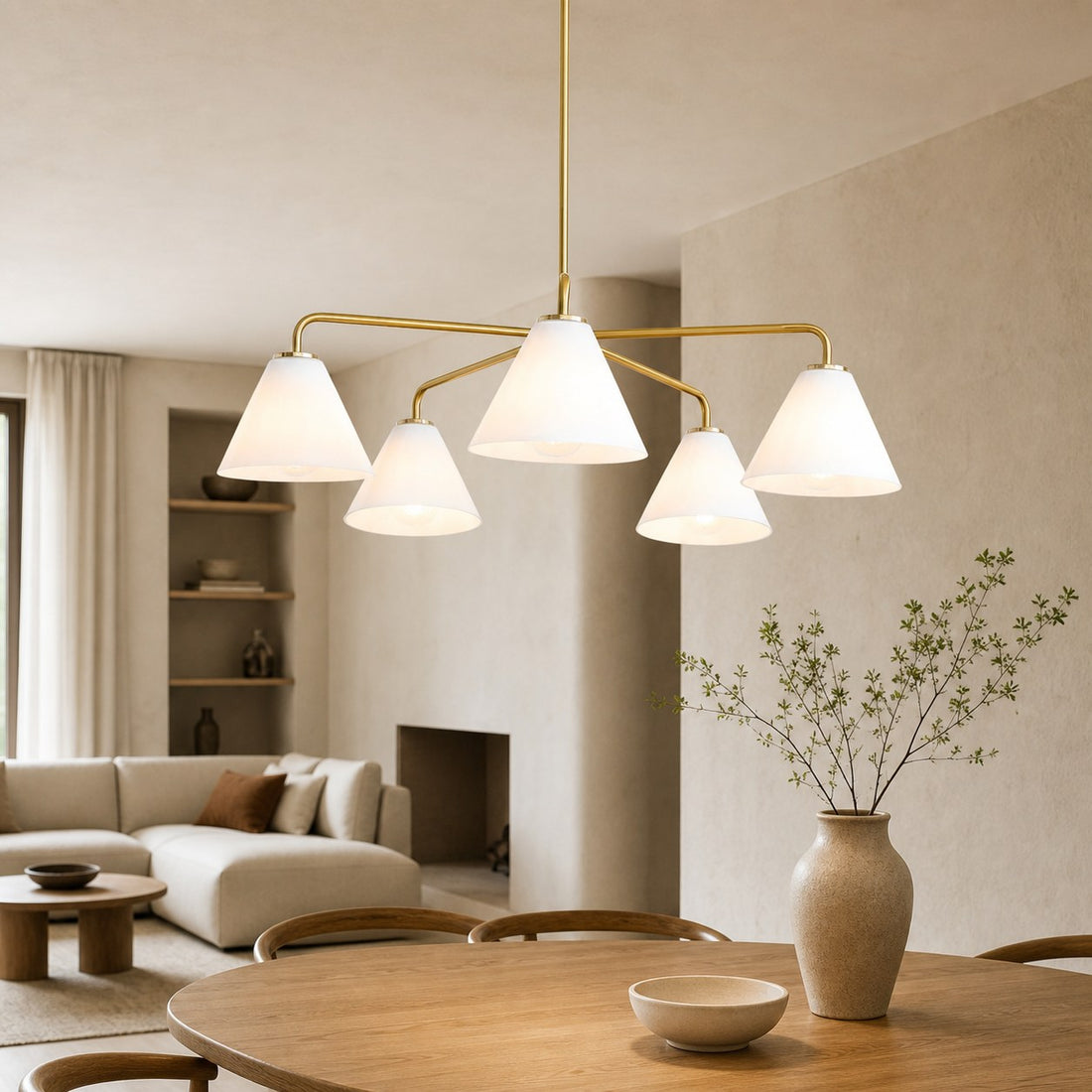 Conica Sculptural 5-Light Cone Chandelier - Modern Glass Lighting for Home