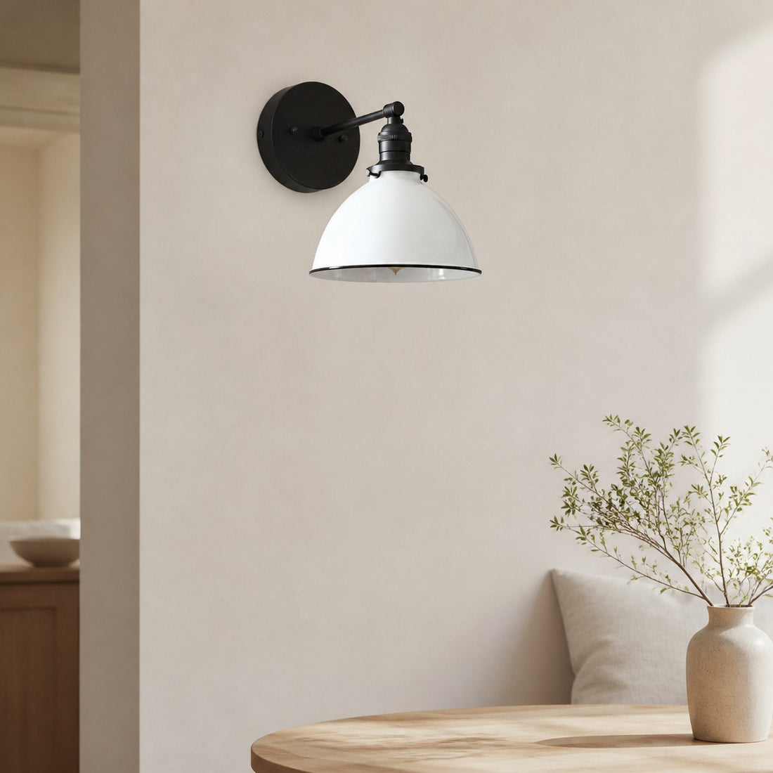 Conique Metal Wall Sconce - White Metal Shade - Industrial Modern Lighting
